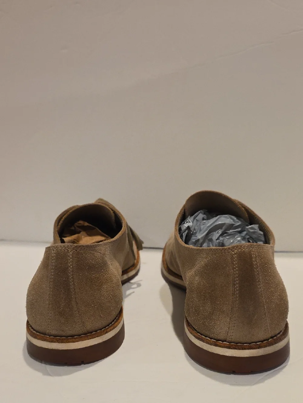 Prada Men's Suede Nubuck Buck Derby Shoes in Light Taupe Size 8